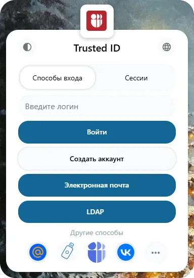 Пример виджета входа в Trusted.ID