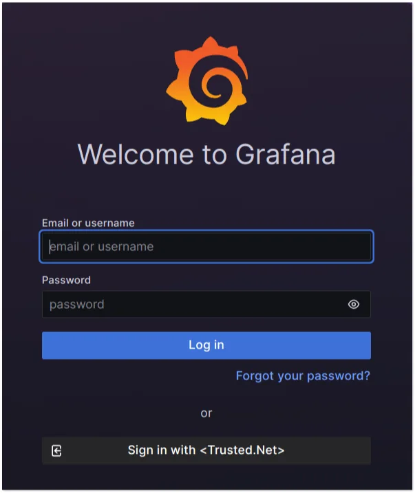 Виджет входа Grafana