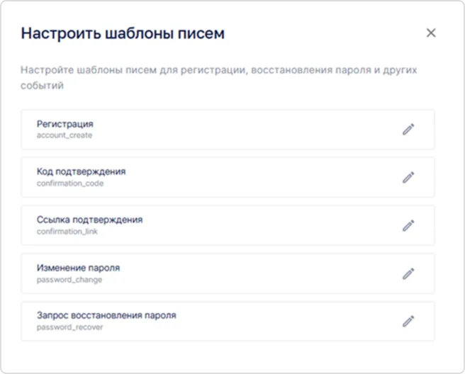 Настройка шаблона