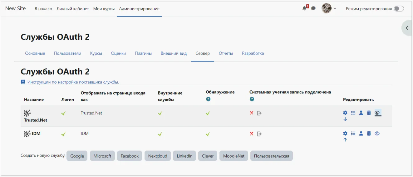 Проверка активности созданного провайдера