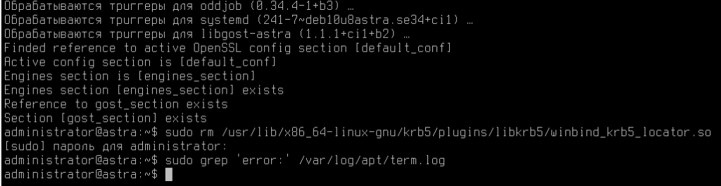 Рисунок 12. Проверка корректности установки пакетов контроллера домена